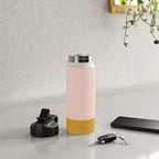 Pale Pink and Honey Mustard Minimalist Color Block Solid Water Bottle Gallery Image 4