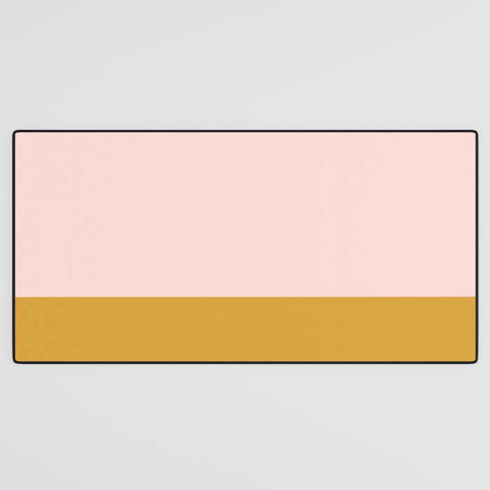 Pale Pink and Honey Mustard Minimalist Color Block Solid Desk Mat Gallery Image 3