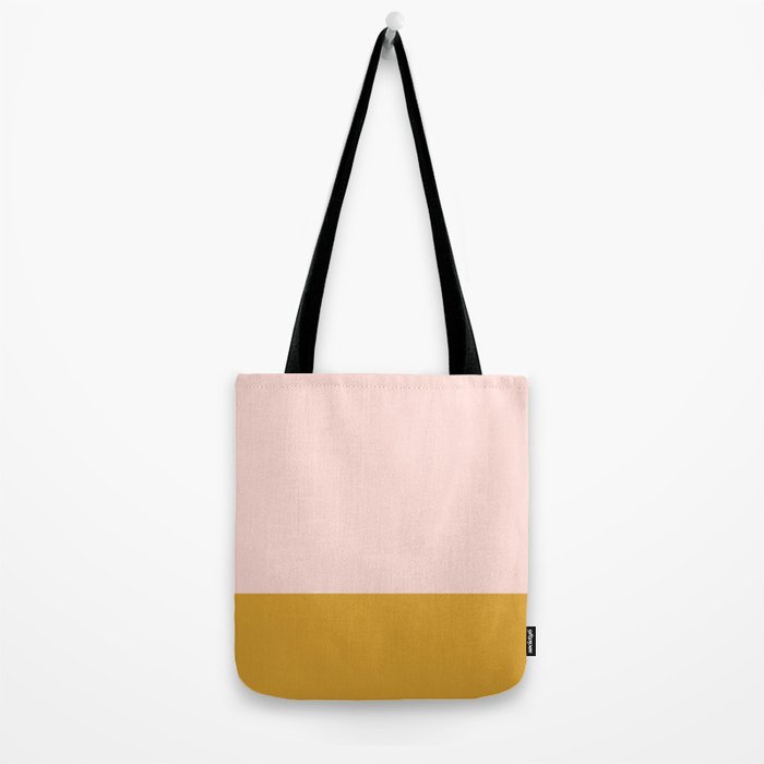 Pale Pink and Honey Mustard Minimalist Color Block Solid Tote Bag Gallery Image 2