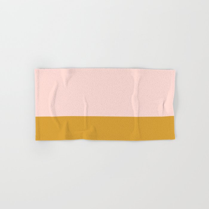 Pale Pink and Honey Mustard Minimalist Color Block Solid Bath Towel Gallery Image 1