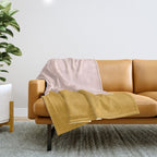 Pale Pink and Honey Mustard Minimalist Color Block Solid Throw Blanket Gallery Image 1