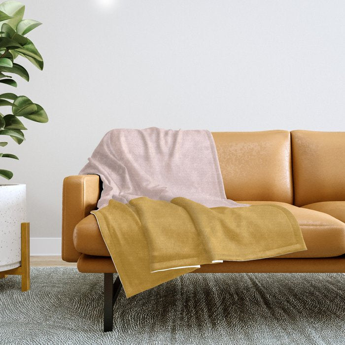 Pale Pink and Honey Mustard Minimalist Color Block Solid Throw Blanket Gallery Image 1