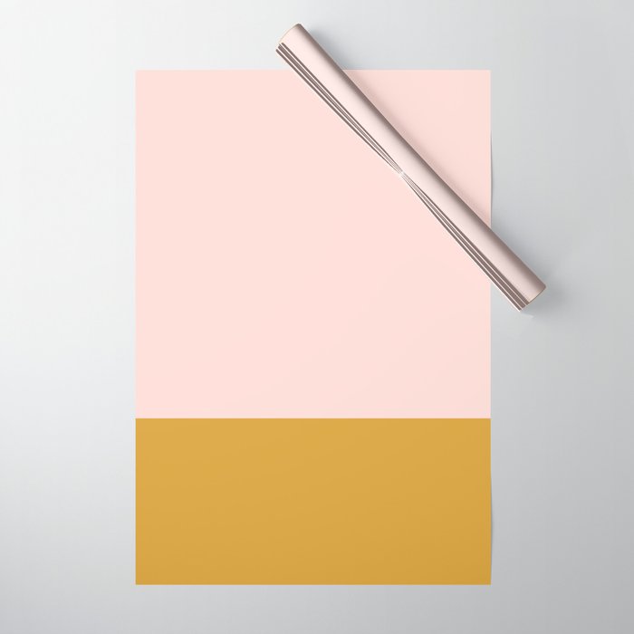 Pale Pink and Honey Mustard Minimalist Color Block Solid Wrapping Paper Gallery Image 1