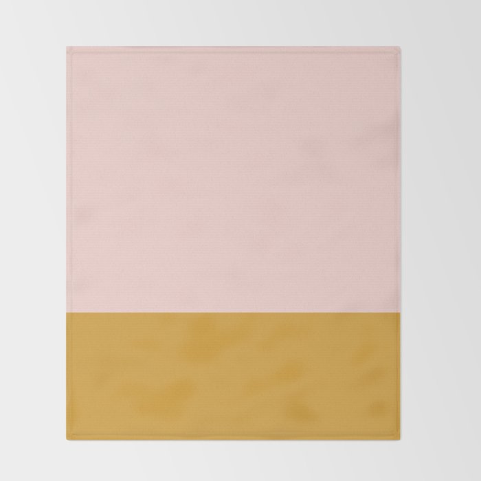 Pale Pink and Honey Mustard Minimalist Color Block Solid Throw Blanket Gallery Image 2