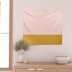 Pale Pink and Honey Mustard Minimalist Color Block Solid Wall Tapestry Gallery Image 2