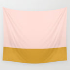 Pale Pink and Honey Mustard Minimalist Color Block Solid Wall Tapestry Gallery Image 4