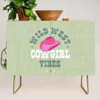 Wild-West Cowgirl Vibes with Hat Typography Pink and Green Credenza Gallery Image 1