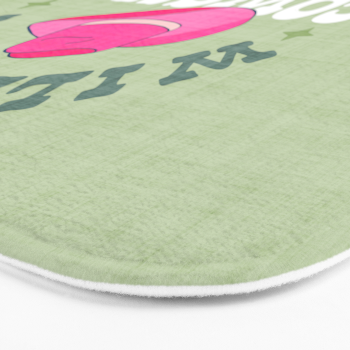 Wild-West Cowgirl Vibes with Hat Typography Pink and Green Bath Mat Gallery Image 3