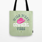 Wild-West Cowgirl Vibes with Hat Typography Pink and Green Tote Bag Gallery Image 1
