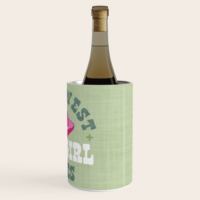 Wild-West Cowgirl Vibes with Hat Typography Pink and Green Wine Chiller Gallery Image 3