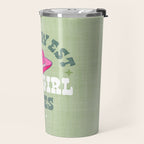 Wild-West Cowgirl Vibes with Hat Typography Pink and Green Travel Mug Gallery Image 2