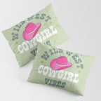 Wild-West Cowgirl Vibes with Hat Typography Pink and Green Pillow Sham Gallery Image 3