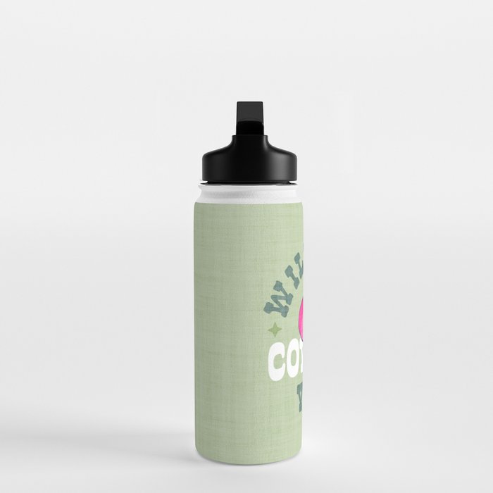 Wild-West Cowgirl Vibes with Hat Typography Pink and Green Water Bottle Gallery Image 3