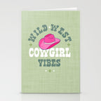 Wild-West Cowgirl Vibes with Hat Typography Pink and Green Stationery Card Gallery Image 2