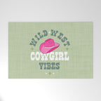 Wild-West Cowgirl Vibes with Hat Typography Pink and Green Welcome Mat Gallery Image 1