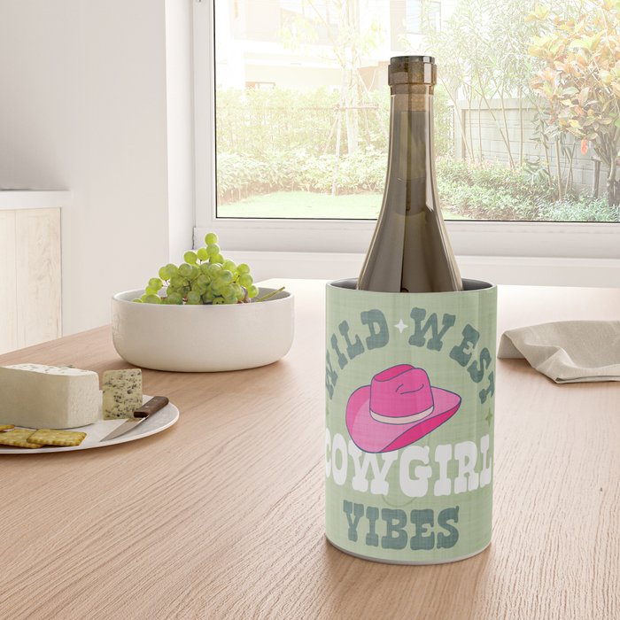 Wild-West Cowgirl Vibes with Hat Typography Pink and Green Wine Chiller Gallery Image 4