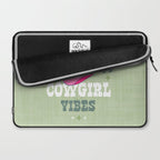 Wild-West Cowgirl Vibes with Hat Typography Pink and Green Laptop Sleeve Gallery Image 2