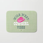 Wild-West Cowgirl Vibes with Hat Typography Pink and Green Bath Mat Gallery Image 1