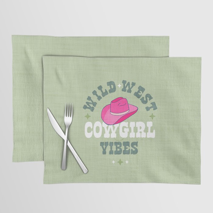 Wild-West Cowgirl Vibes with Hat Typography Pink and Green Placemat Gallery Image 1