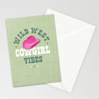 Wild-West Cowgirl Vibes with Hat Typography Pink and Green Stationery Card Gallery Image 2