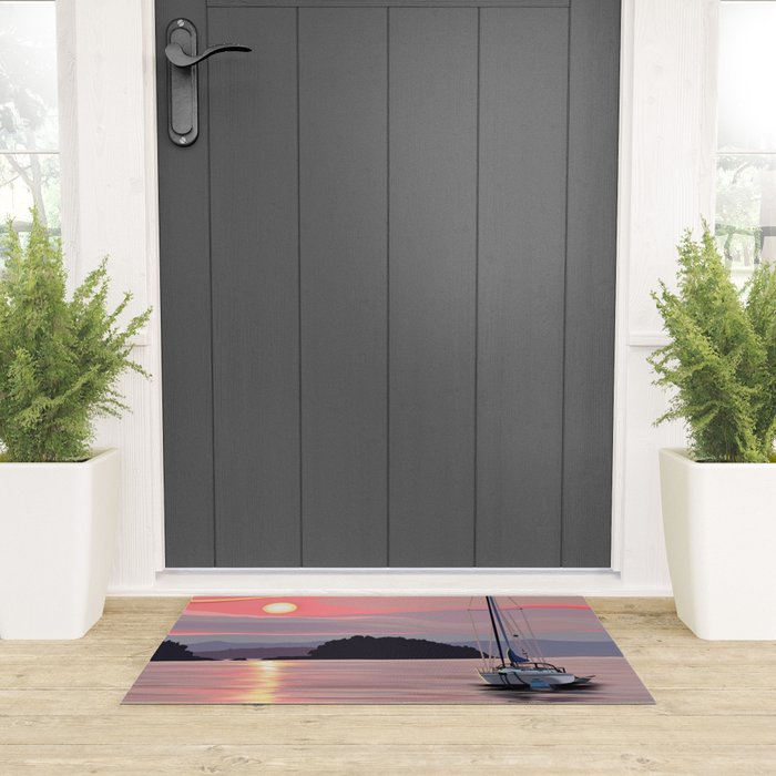 Smooth Sailboat Sunset Welcome Mat Gallery Image 3