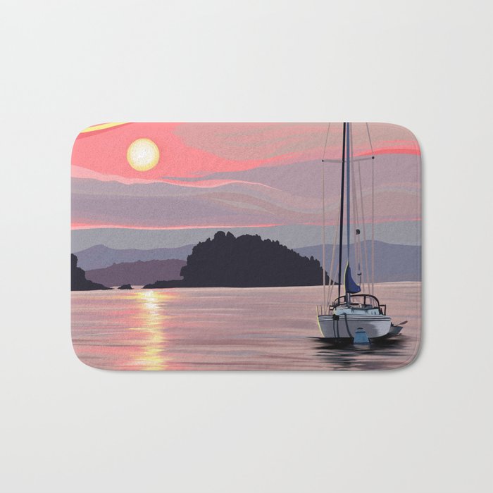 Smooth Sailboat Sunset Bath Mat Gallery Image 1