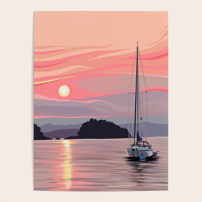 Smooth Sailboat Sunset Poster Gallery Image 4