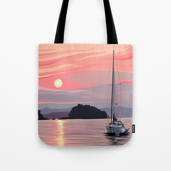 Smooth Sailboat Sunset Tote Bag Gallery Image 1