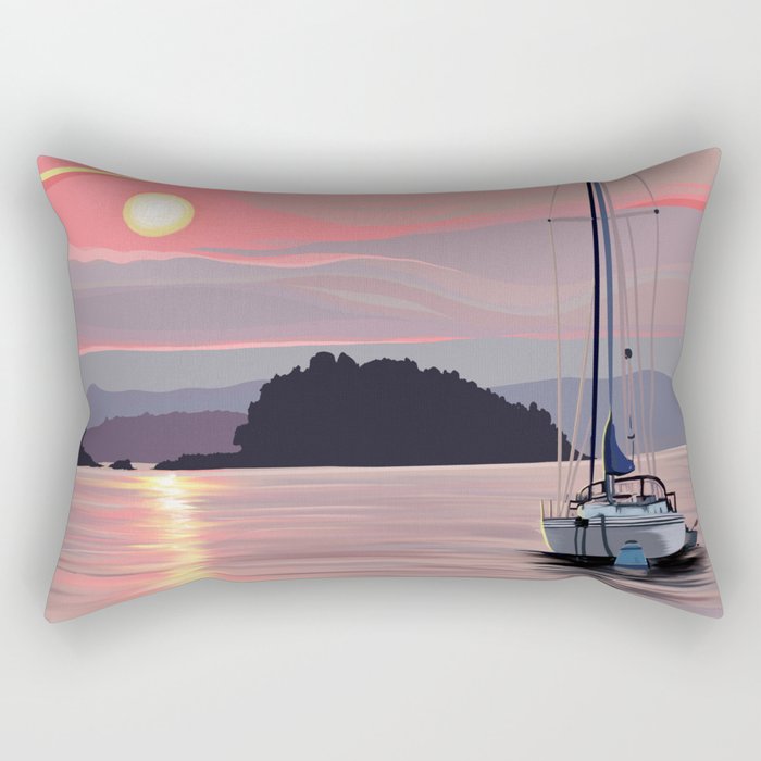 Smooth Sailboat Sunset Rectangular Pillow Gallery Image 2