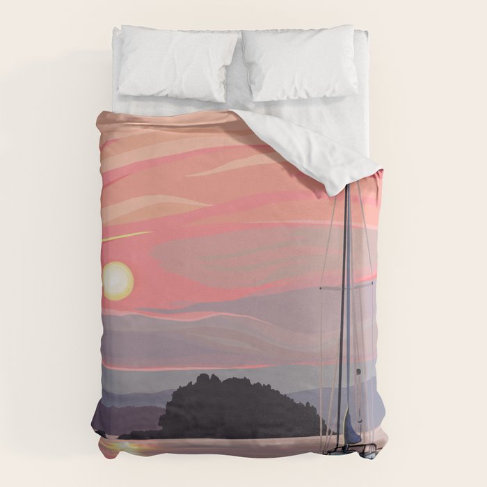 Smooth Sailboat Sunset Duvet Cover Gallery Image 1