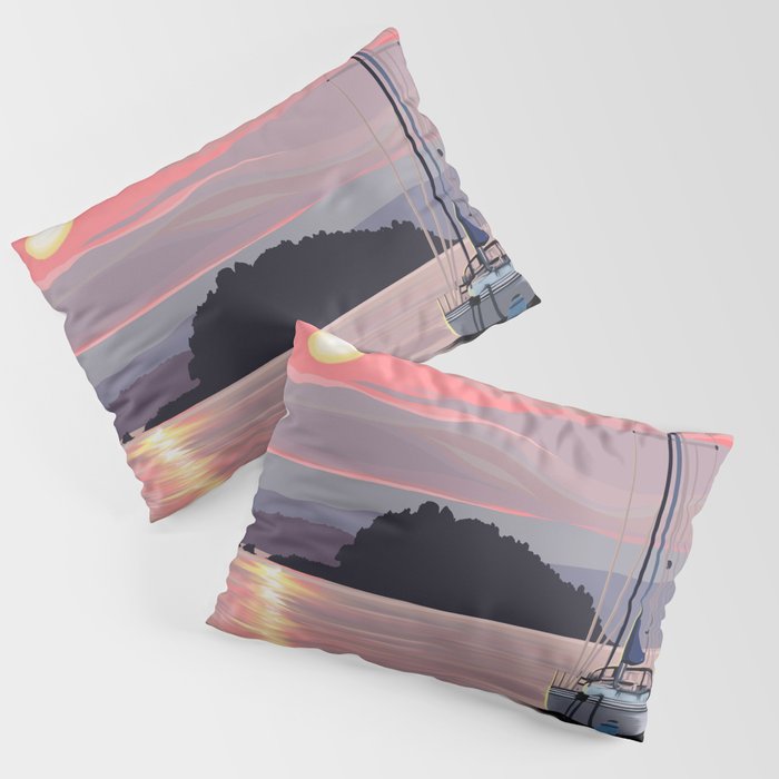 Smooth Sailboat Sunset Pillow Sham Gallery Image 3