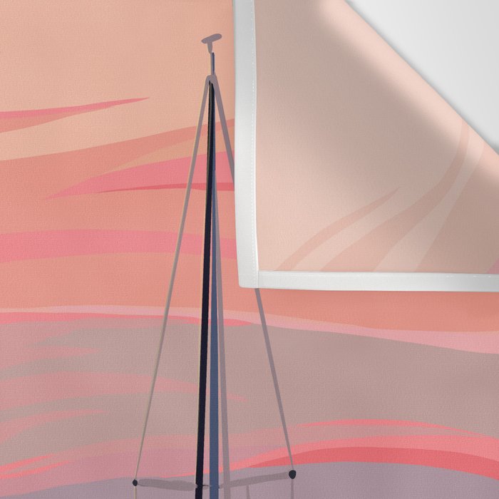 Smooth Sailboat Sunset Wall Tapestry Gallery Image 3