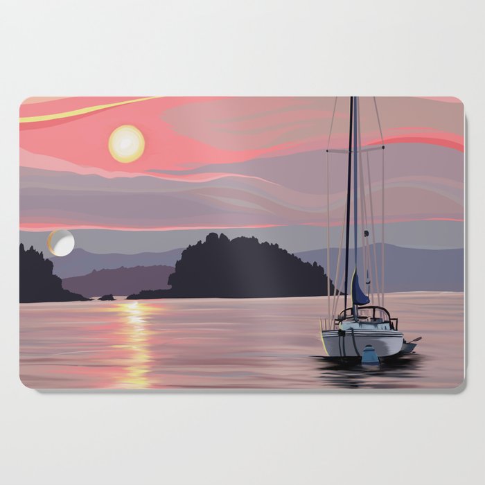 Smooth Sailboat Sunset Cutting Board Gallery Image 1