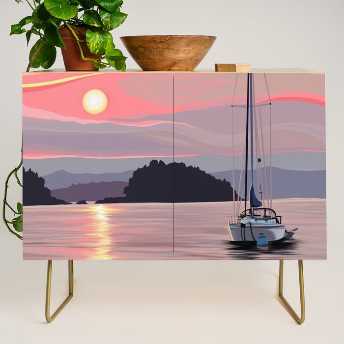 Smooth Sailboat Sunset Credenza Gallery Image 1