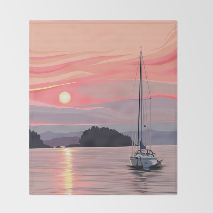 Smooth Sailboat Sunset Throw Blanket Gallery Image 2