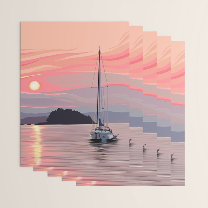 Smooth Sailboat Sunset Wrapping Paper Gallery Image 3