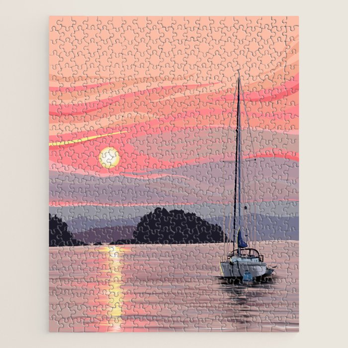Smooth Sailboat Sunset Jigsaw Puzzle Gallery Image 1