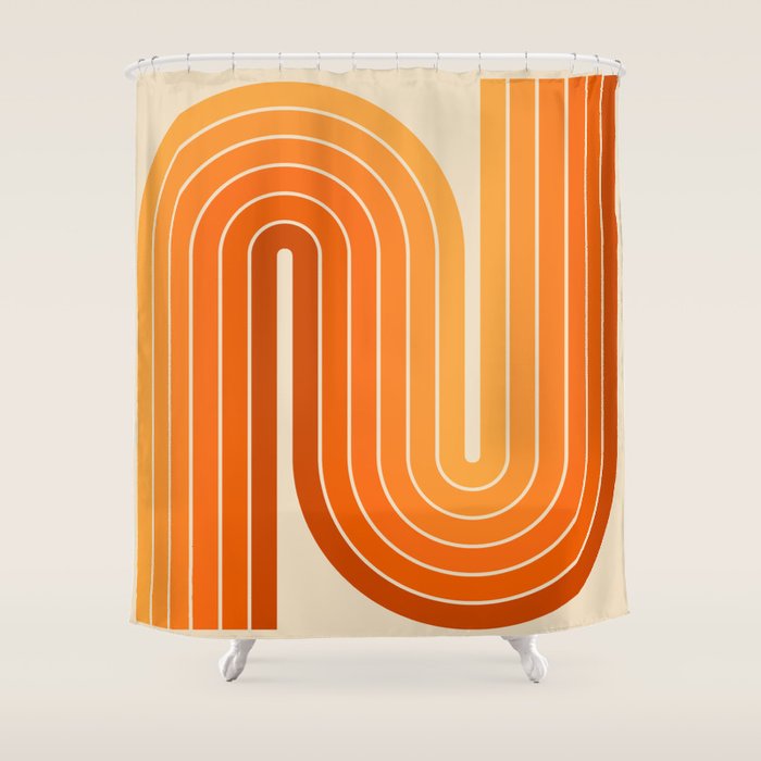 70s Retro Vintage Style Minimal Design 553 Shower Curtain Gallery Image 1