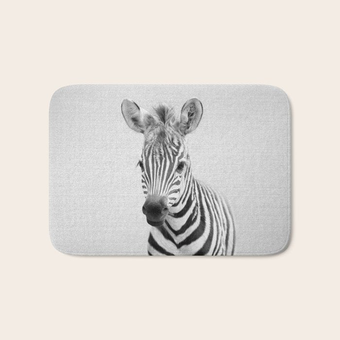 Baby Zebra - Black & White Bath Mat Gallery Image 1