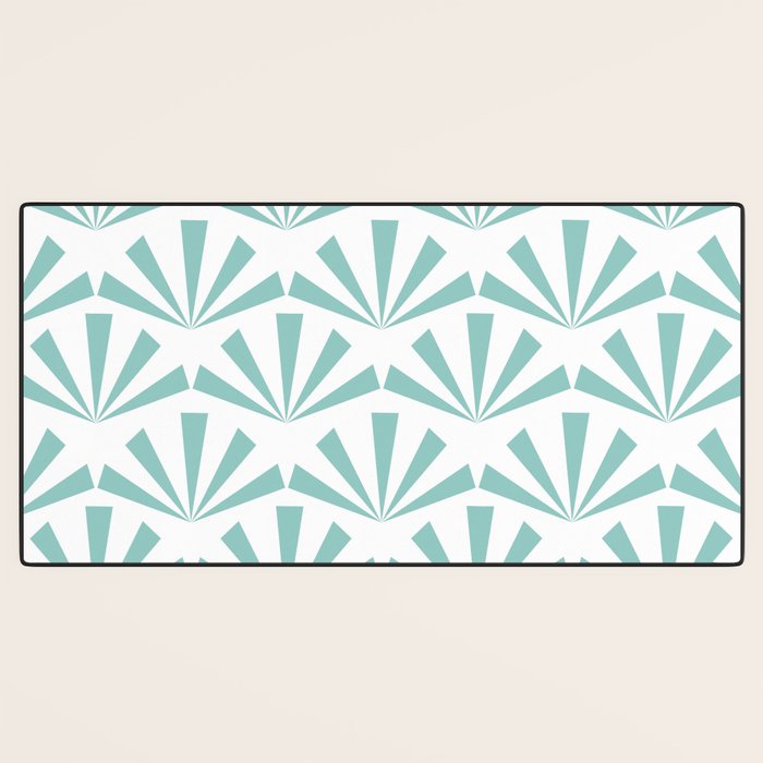 Light teal mid century modern sun pattern Desk Mat Gallery Image 3