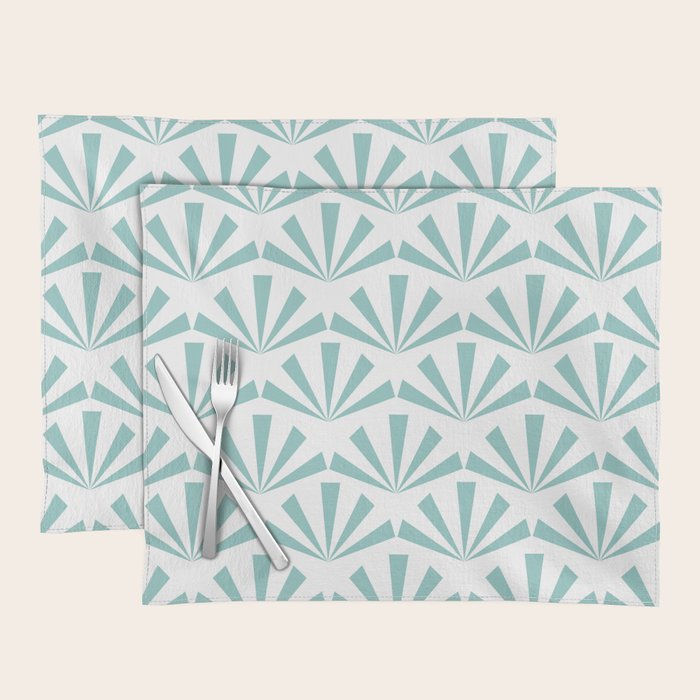 Light teal mid century modern sun pattern Placemat Gallery Image 1