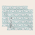 Light teal mid century modern sun pattern Placemat Gallery Image 1