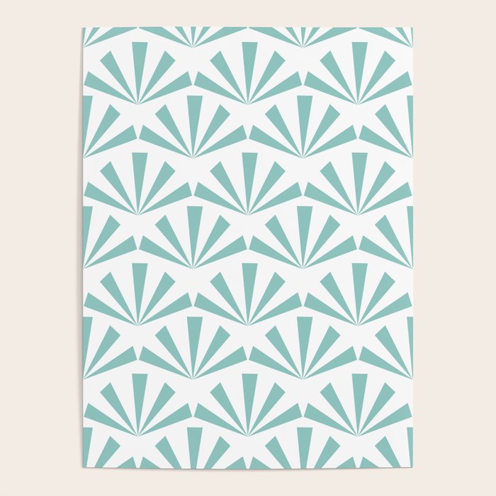 Light teal mid century modern sun pattern Poster Gallery Image 4