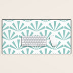 Light teal mid century modern sun pattern Desk Mat Gallery Image 1