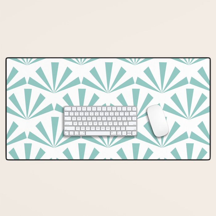 Light teal mid century modern sun pattern Desk Mat Gallery Image 1