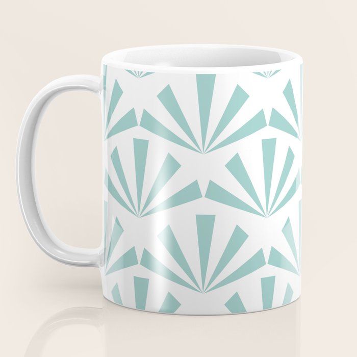 Light teal mid century modern sun pattern Coffee Mug Gallery Image 3
