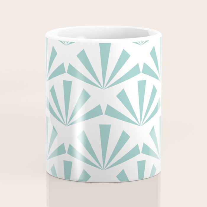 Light teal mid century modern sun pattern Coffee Mug Gallery Image 4