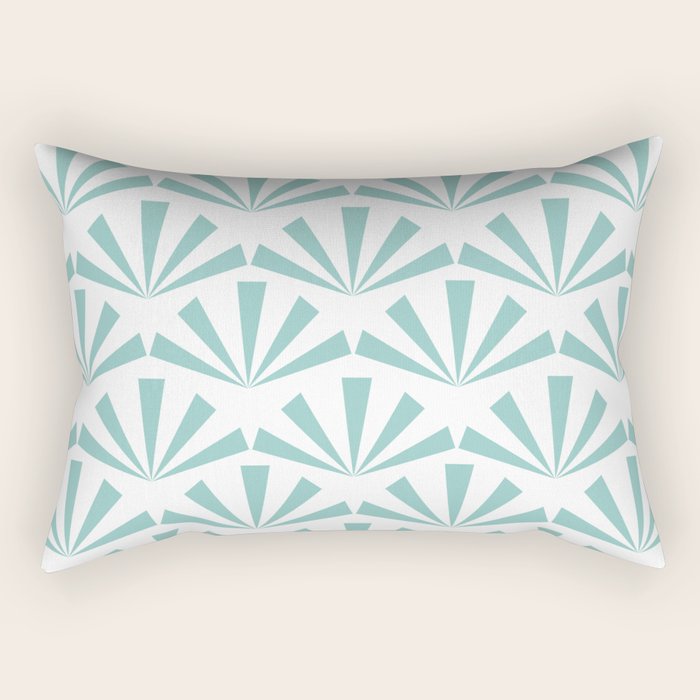 Light teal mid century modern sun pattern Rectangular Pillow Gallery Image 2