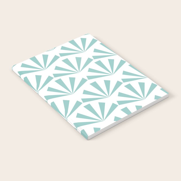 Light teal mid century modern sun pattern Notebook Gallery Image 2