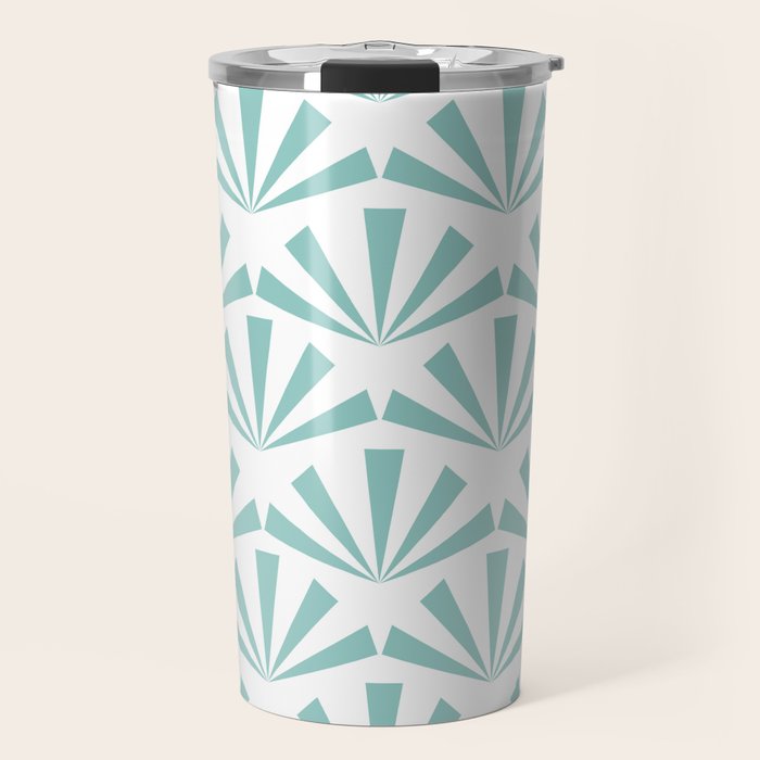 Light teal mid century modern sun pattern Travel Mug Gallery Image 1